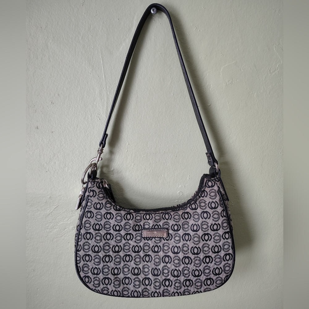 Minicci Hobo-style Patterned Canvas Logo Print Shoulder Bag